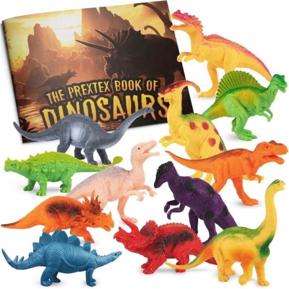 Dinosaur Figure for Kids 3-5+(12Plastic Dinosaurs with Educational DinosaurBook)